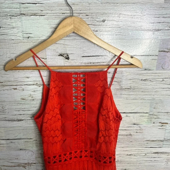 Topshop size 4 orange dress  cut out midi - Picture 3 of 9